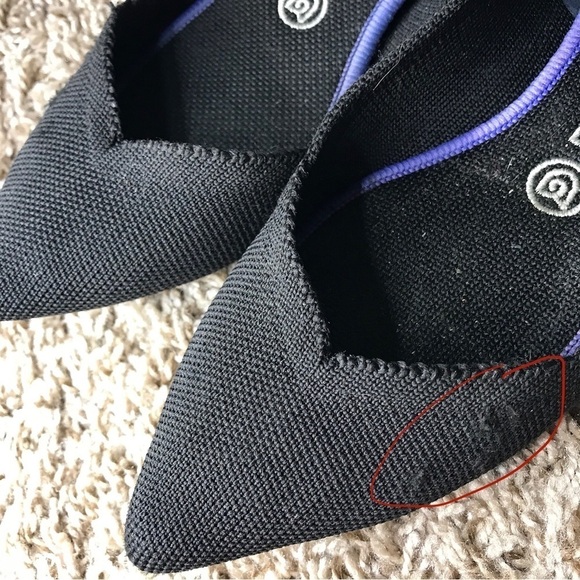 Rothy’s the pointed toe knit flats black and blue lining W 7.5 - Picture 12 of 12